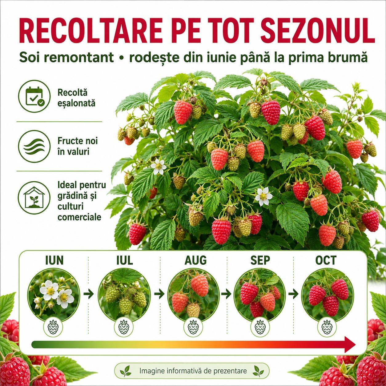 Butasi Zmeur Remontant Mapema pe Rod/ Pachet 25 BUC